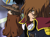 Harlock accompanied by Tochiro and Tori-san.